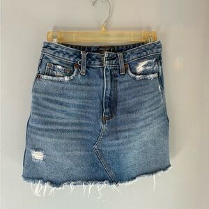 Abercrombie & Fitch Blue Frayed Mini Skirt
